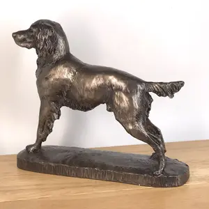 Springer Spaniel dog figurine in solid cold cast bronze designed by David Geenty