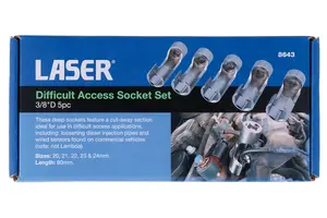 Laser Tools 8643 5pc Difficult Access Socket Set 3/8"D