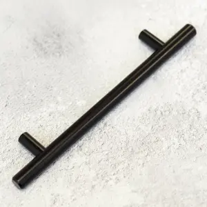 128mm Matt Black Cabinet Handle T-Bar Cupboard Door Drawer Pull Wardrobe Furniture Replacement Upcycle