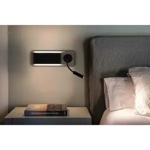 Luminosa Mood Wood Wall Lamp Black With Reader 2x 3W