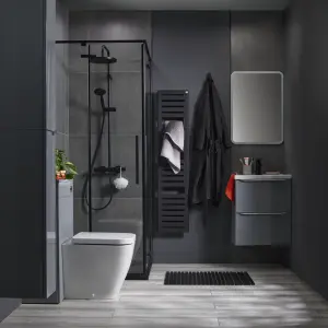 GoodHome Elland Matt Black Wall-mounted Bathroom Shelf (D)12cm (H)2cm (L)60cm