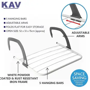 KAV Foldable Indoor Cloth Airer Drying Radiator 5 Bars with Waterproof Adjustable Arms Space-Saving Camping Drying Rack ,Pack of 2