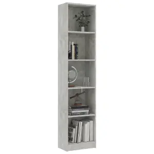 Berkfield 5-Tier Book Cabinet Concrete Grey 40x24x175 cm Engineered Wood