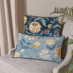 Evans Lichfield Chatsworth Aviary Velvet Piped Feather Rich Cushion