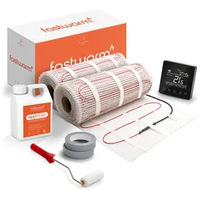 Fastwarm 200W Electric Underfloor Heating Mat Kit - 17m - WiFi Black Thermostat