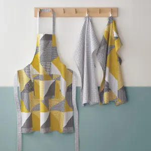 Catherine Lansfield Kitchen Larsson Geo 70x80cm Adult Apron Ochre