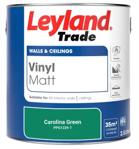 Leyland Trade Vinyl Matt Walls & Ceilings Emulsion Paint Carolina Green (PPG1229-7) 2.5L