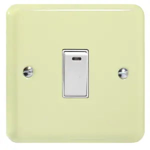 Varilight 1-Gang 20A Double Pole Rocker Switch + Neon Indicator Light White Chocolate