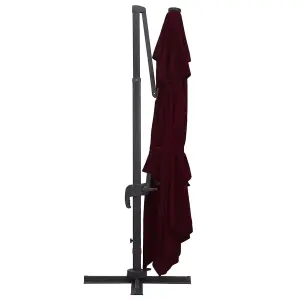 Berkfield Cantilever Umbrella with LED Lights Bordeaux Red 400x300 cm