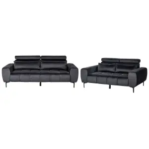 Velvet Living Room Set Black VEGAMO