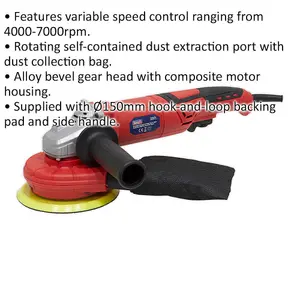 150mm Dual Action DUST FREE Random Orbital Sander - 710W 230V Compact Corded