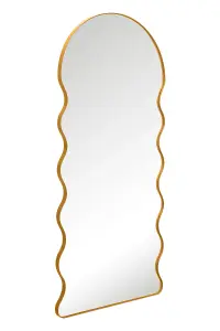 MirrorOutlet The Fluctus Gold Metal Dome Arch Wavy Frame Wall Mirror 180CM X 80CM