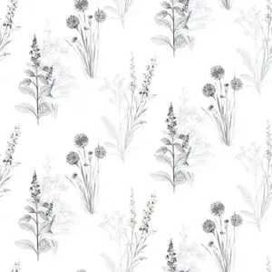 Galerie Abby Rose 4 Grey Black Flora Smooth Wallpaper