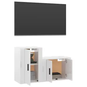 Berkfield 2 Piece TV Cabinet Set High Gloss White Engineered Wood