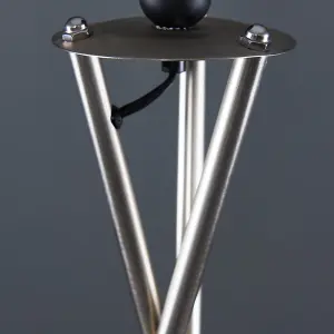 ValueLights Camden Brushed Chrome Metal Tripod Floor Lamp with Grey & Chrome Cylinder Shade - Includes 6w LED Bulb 3000K