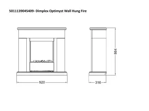 Dimplex Opti-myst Warm white Electric Fire suite