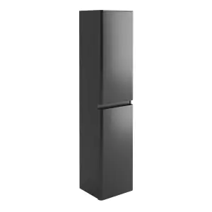 Marvel Wall Hung Bathroom Tall Storage Unit in Dark Grey Gloss