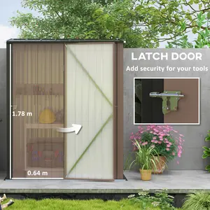 2.75 ft. W x 4.66 ft. D Metal Tongue & Groove Flat Garden Shed Brown/Black