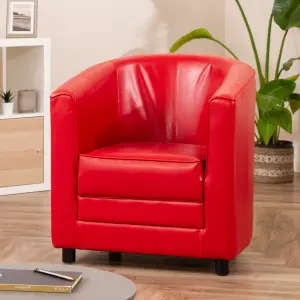 Aspen 72cm Wide Red PU Foam Filled Tub Chair Black with Plastic Bun Feet