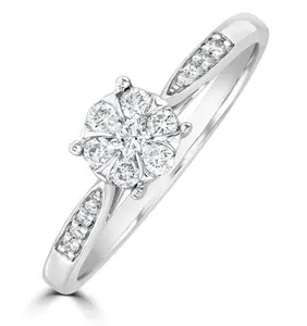 Lab Diamond Engagement Ring With Shoulders 0.25Ct H/Si In 925 Silver