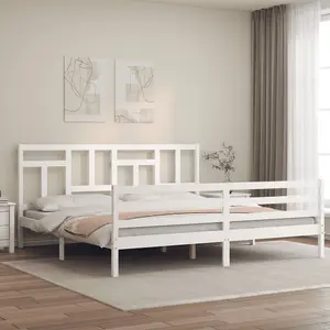 Berkfield Bed Frame with Headboard White 200x200 cm Solid Wood