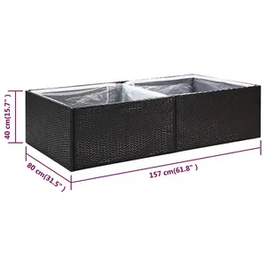 Berkfield Garden Planter Black 157x80x40 cm Poly Rattan