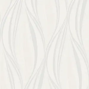 Boutique Tango White Silver glitter effect Geometric Embossed Wallpaper