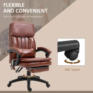 Vinsetto PU Leather Massage Office Chair w/ Adjustable Height Footrest Brown