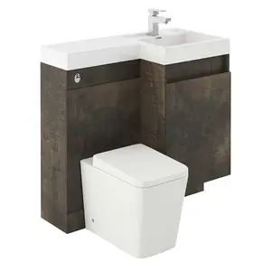 Solstice Metallic Right Hand Bathroom Vanity Basin & WC Unit Combination (W)900mm (H)890mm