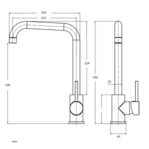 Liquida W10CP D-Shape Swivel Spout Single Lever Copper Kitchen Mixer Tap