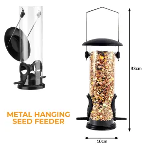 Set of 3 Metal Bird Feeders Easy Fill Hanging Nut & Seed Feeders for Wild Birds Medium