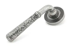 From The Anvil Pewter Hammered Newbury Lever on Rose Set (Beehive)