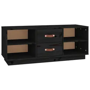 Berkfield TV Cabinet Black 100x34x40 cm Solid Wood Pine