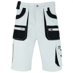 MS9 Mens Cargo Combat Painter Decoration Cotton Work Shorts - White, W38