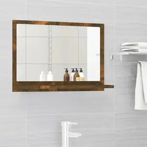 Dorlene Framed Wall Mounted Bathroom Mirror Smoked Oak / 60 cm