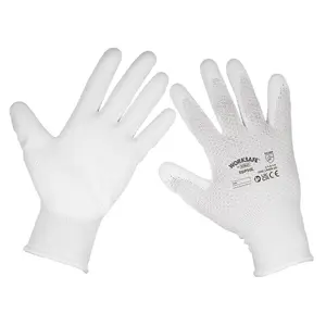 Worksafe White Precision Grip Gloves Diamond Effect Large 6-Pack Pairs SSP50L/6