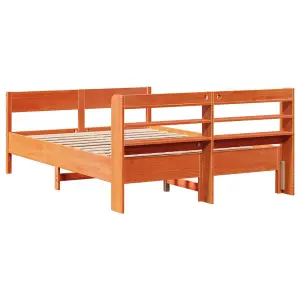 Berkfield Bed Frame without Mattress Wax Brown 140x200 cm Solid Wood Pine