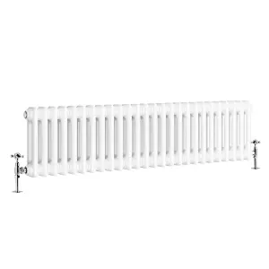 Right Radiators 300x1190 mm Horizontal Traditional 2 Column Cast Iron Style Radiator White