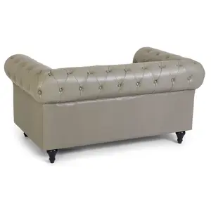 Faux Leather Chesterfield 2 & 3 Seater Sofa Set - Grey