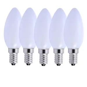 Harper Living 5 Watts E14 LED Bulb Opal Candle Warm White Dimmable, Pack of 5