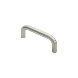 2x Round D Bar Pull Handle 169 x 19mm 150mm Fixing Centres Satin Stainless Steel