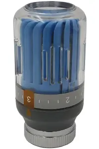 Goshe Blue/Grey Radiator Thermostatic Valve Head M30x1,5 Crystal Colour 8-30C Temperature