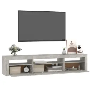 Berkfield TV Cabinet with LED Lights Concrete Grey 195x35x40 cm