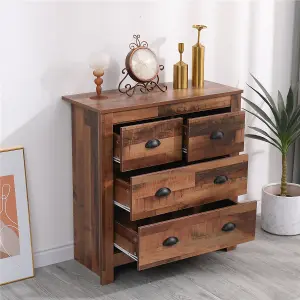 FurnitureHMD 4 Drawers Chest of Darwer Storage Organiser Unit Bedroom Furniture,Rustic Style