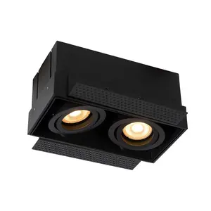 Lucide Trimless Modern Twin Recessed Downlight - 2xGU10 - Black