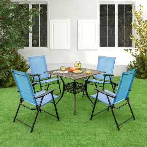 Costway Set of 2 Patio Folding Dining Chairs Outdoor Portable Sling Back Chairs