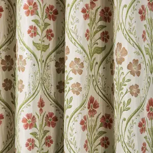 Estelle Woven Floral Pair of Eyelet Curtains