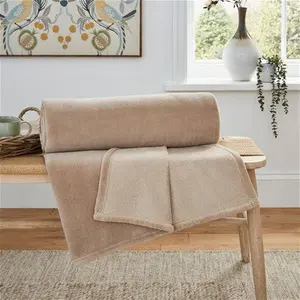 Dunelm Seriously Soft 220cm X 220cm Throw Blanket, Modern, Natural, Cream