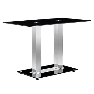 Furniture In Fashion Jet Small Black Glass Dining Table With 4 Demi Z White Chairs