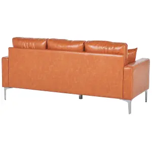 3 Seater Faux Leather Sofa Brown GAVLE